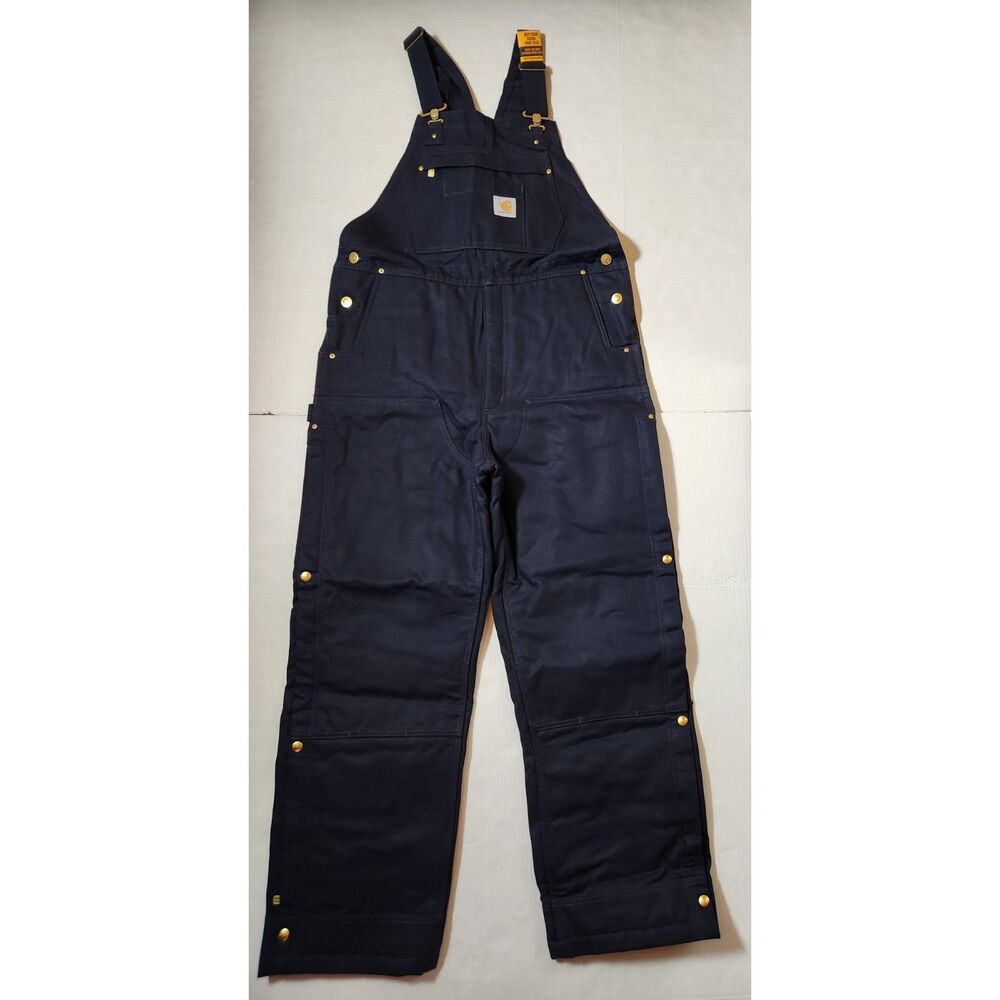 Carhartt Firm Duck Insulated Bib Overalls Medium Regular Navy